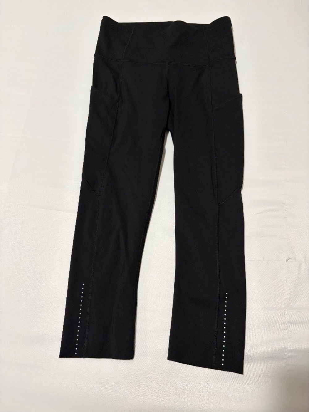 Lululemon Fast & Free HR Crop 19 Black Running Leggings Pocket Size 4